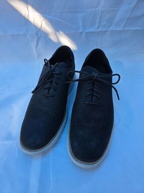 Cole Haan Black Perforated Lace-Up Oxfords
